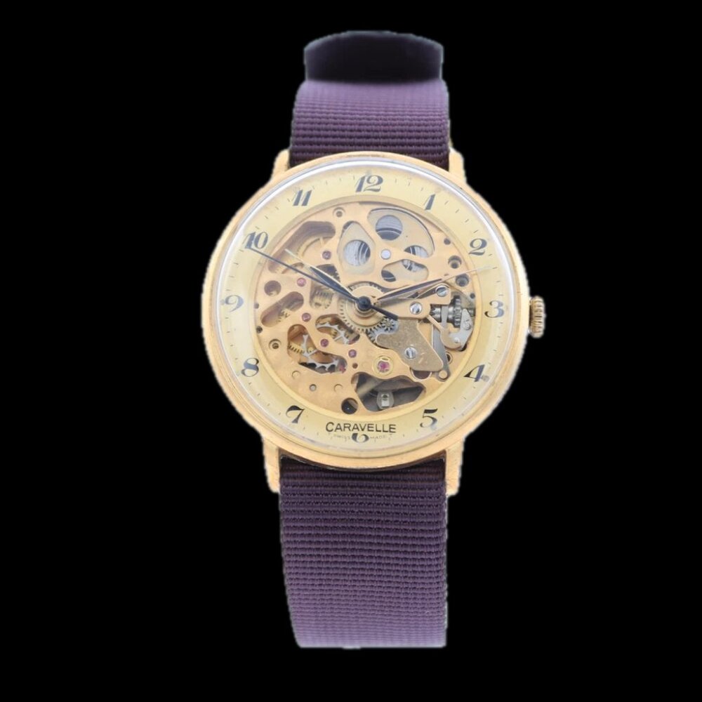 Vintage Caravelle Skeleton Dial Men's Mechanical … - image 2